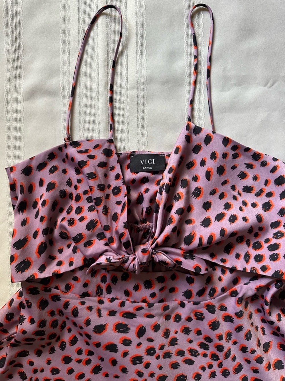 Vici Pink & Black Leopard Print Cutout Knot Maxi Dress Size L - Picture 11 of 12